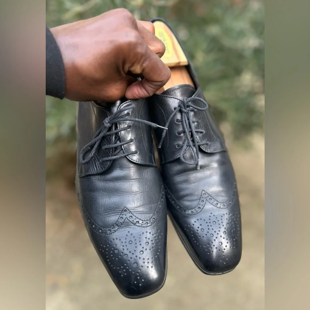 Prada Italy Made 💯 Leather Wingtip Oxfords Sz 10 🇺🇸 9.5 🇬🇧 - Picture 4 of 10